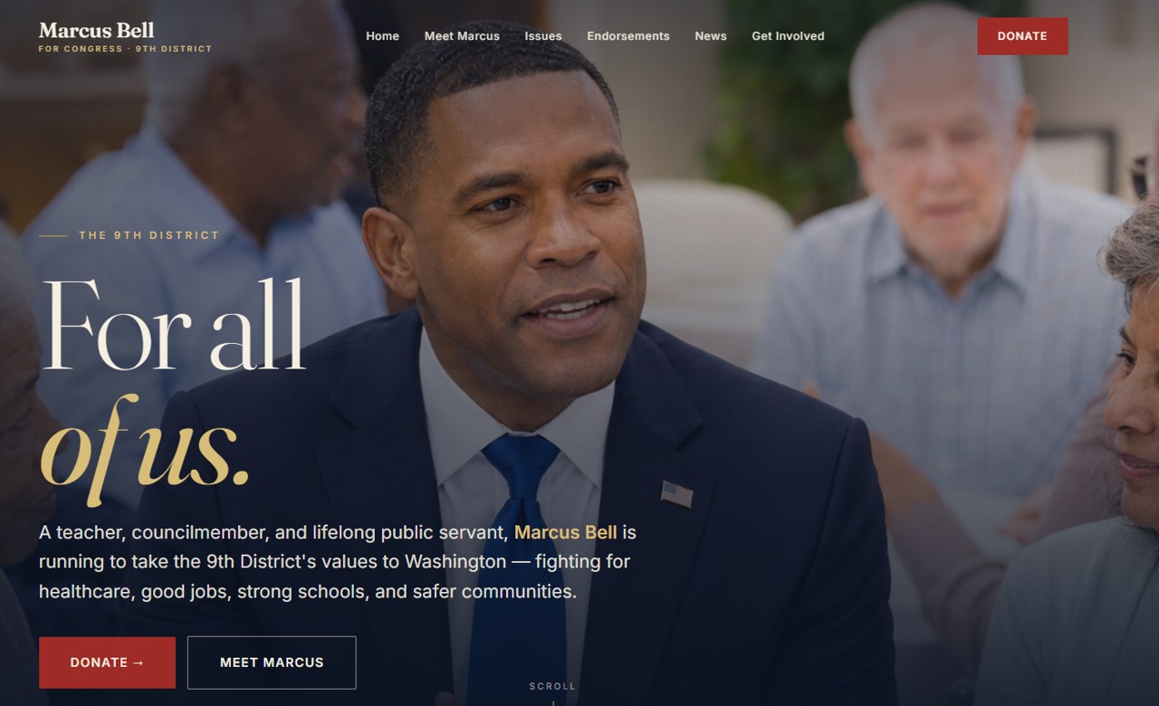 Homepage of an example local campaign website built by Olivia IT Consulting